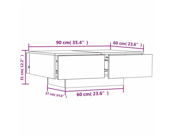 Sonata H Маса за кафе, дъб сонома, 90x60x31 см, инженерно дърво