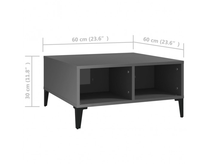 Sonata H Маса за кафе, сив гланц, 60x60x30 см, инженерно дърво