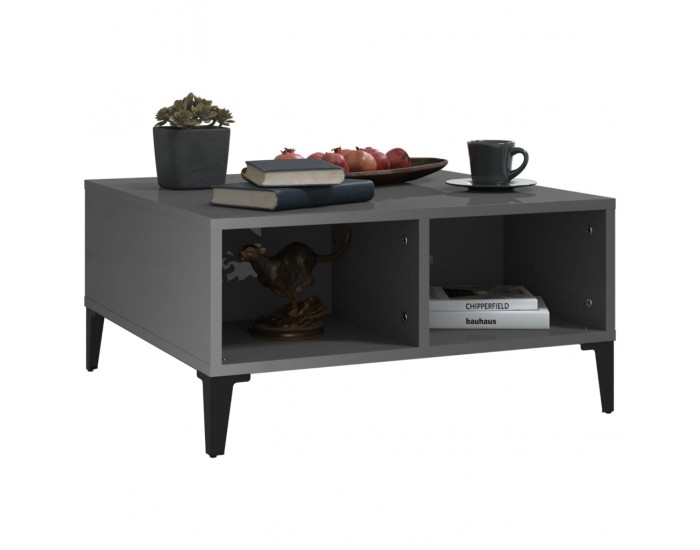 Sonata H Маса за кафе, сив гланц, 60x60x30 см, инженерно дърво