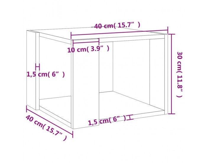 Sonata H Кафе маса, бетонно сива, 40x40x30 см, инженерно дърво