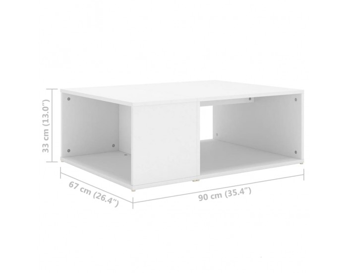 Sonata H Маса за кафе, бяла, 90x67x33 см, инженерно дърво