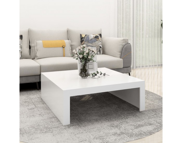 Sonata H Маса за кафе, бяла, 100x100x35 см, инженерно дърво