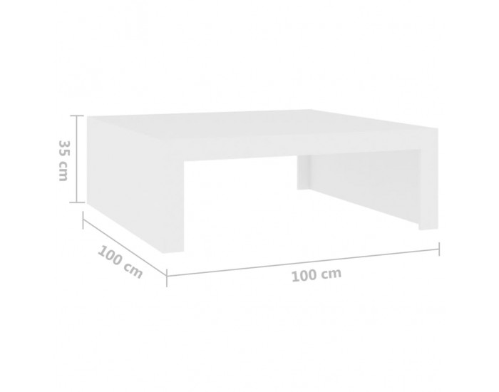 Sonata H Маса за кафе, бяла, 100x100x35 см, инженерно дърво