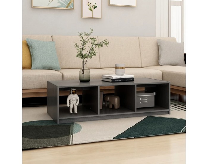 Sonata H Маса за кафе, сива, 110x50x34 см, борово дърво масив