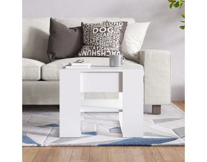 Sonata H Маса за кафе, бяла, 55,5x55x45 см, инженерно дърво