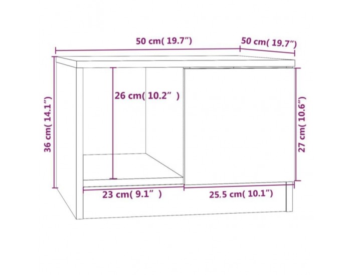Sonata H Маса за кафе, бетонно сива, 50x50x36 см, инженерно дърво