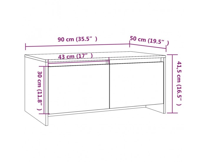 Sonata H Кафе маса, сив сонома, 90x50x41,5 см, инженерно дърво