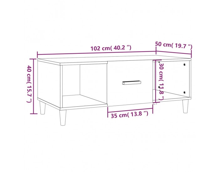 Sonata H Кафе маса, сив сонома, 102x50x40 см, инженерно дърво