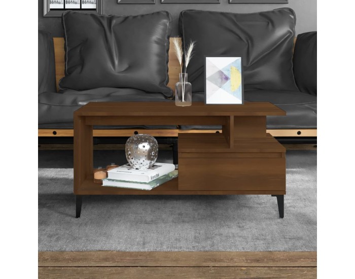 Sonata H Маса за кафе, кафяв дъб, 90x49x45 см, инженерно дърво