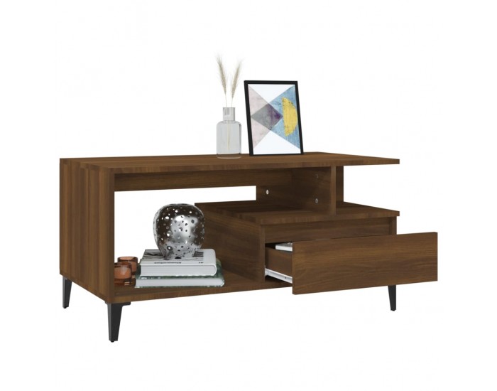 Sonata H Маса за кафе, кафяв дъб, 90x49x45 см, инженерно дърво