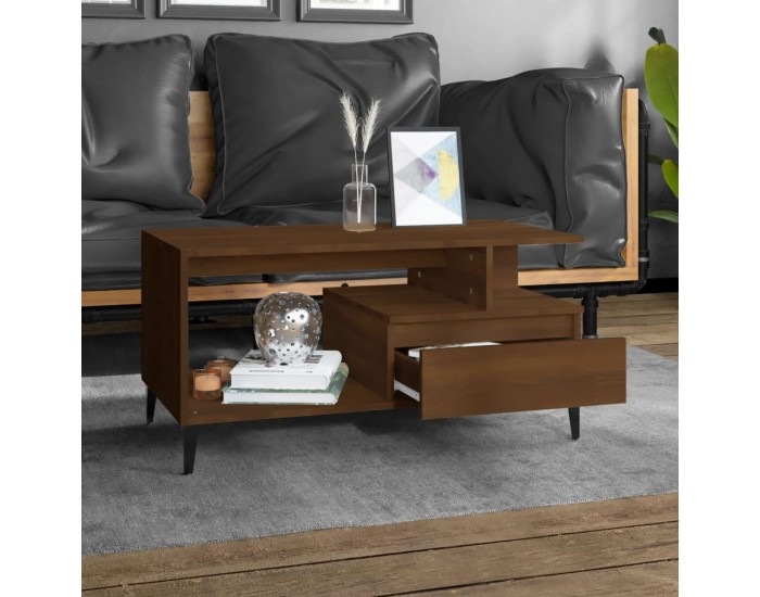 Sonata H Маса за кафе, кафяв дъб, 90x49x45 см, инженерно дърво