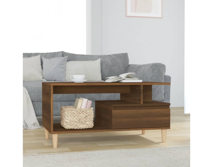 Sonata H Маса за кафе, кафяв дъб, 90x49x45 см, инженерно дърво