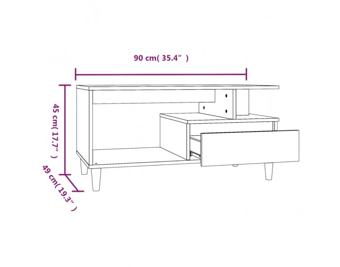Sonata H Маса за кафе, кафяв дъб, 90x49x45 см, инженерно дърво
