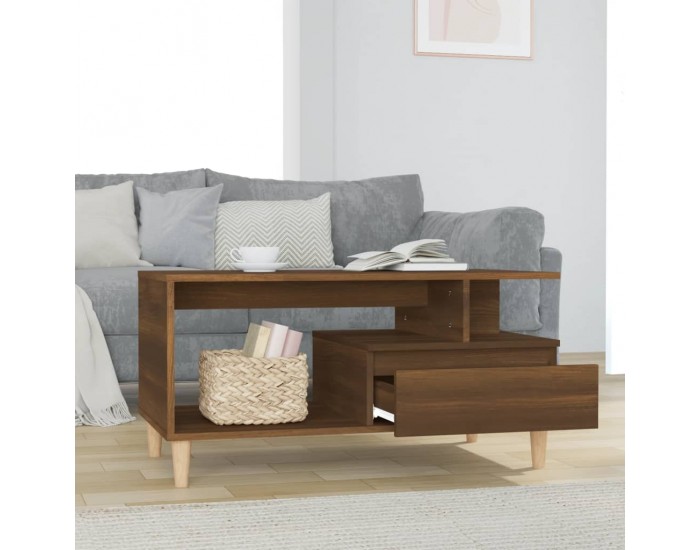 Sonata H Маса за кафе, кафяв дъб, 90x49x45 см, инженерно дърво