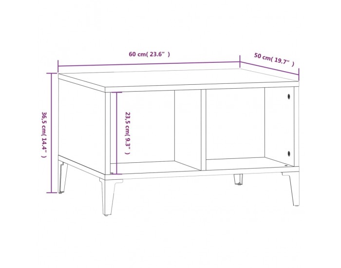Sonata H Кафе маса, черна, 60x50x36,5 см, инженерно дърво