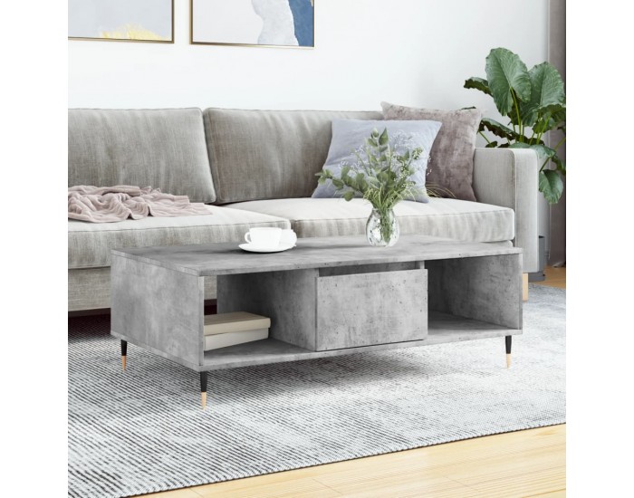 Sonata H Кафе маса, бетонно сива, 104x60x35 см, инженерно дърво