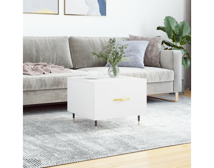 Sonata H Кафе маса, бяла, 50x50x40 см, инженерно дърво