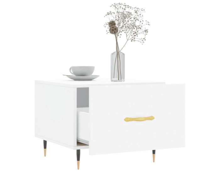 Sonata H Кафе маса, бяла, 50x50x40 см, инженерно дърво