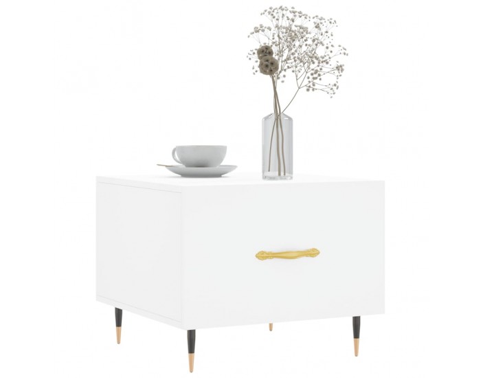 Sonata H Кафе маса, бяла, 50x50x40 см, инженерно дърво