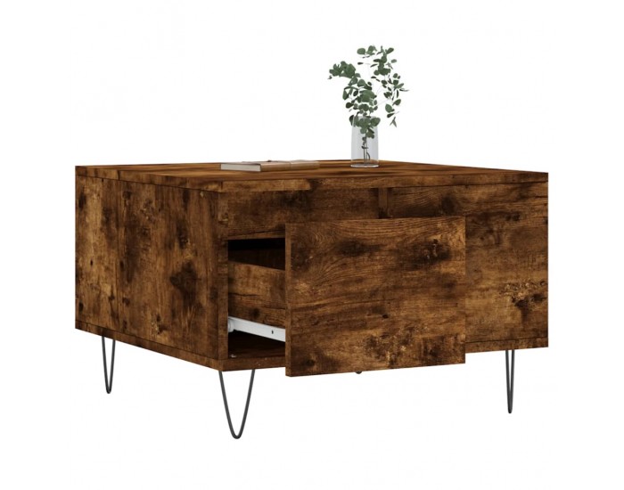 Sonata H Кафе маса, опушен дъб, 55x55x36,5 см, инженерно дърво