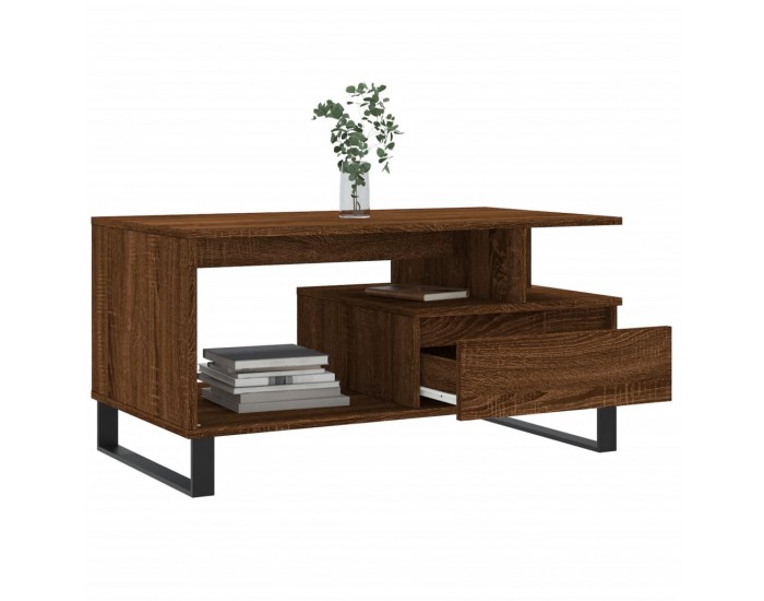 Sonata H Маса за кафе, кафяв дъб, 90x49x45 см, инженерно дърво