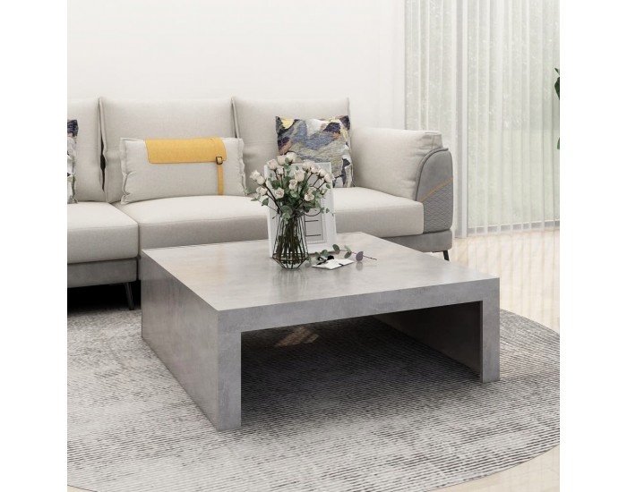 Sonata H Маса за кафе, бетонно сива, 100x100x35 см, инженерно дърво