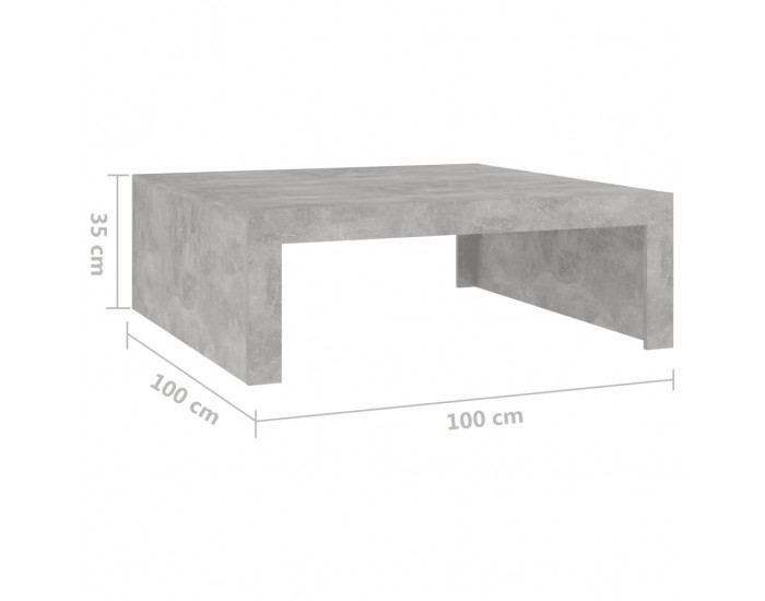 Sonata H Маса за кафе, бетонно сива, 100x100x35 см, инженерно дърво