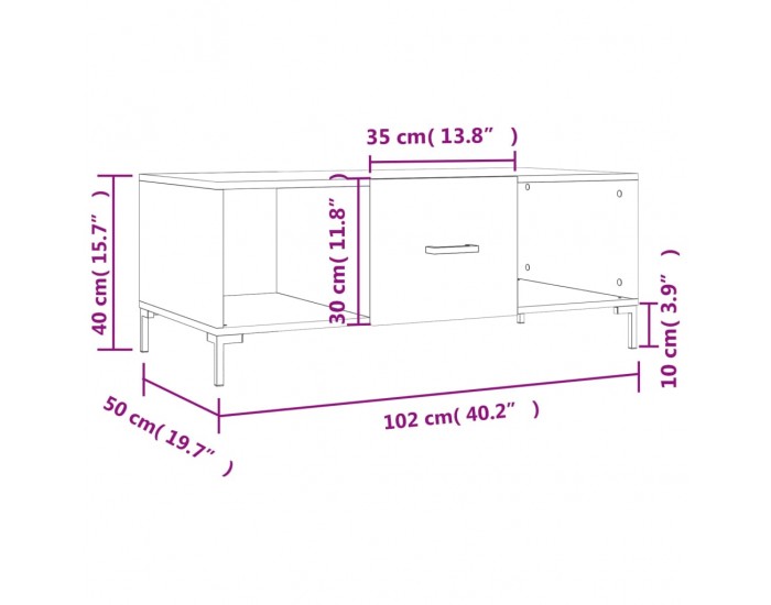 Sonata H Кафе маса, дъб сонома, 102x50x40 см, инженерно дърво