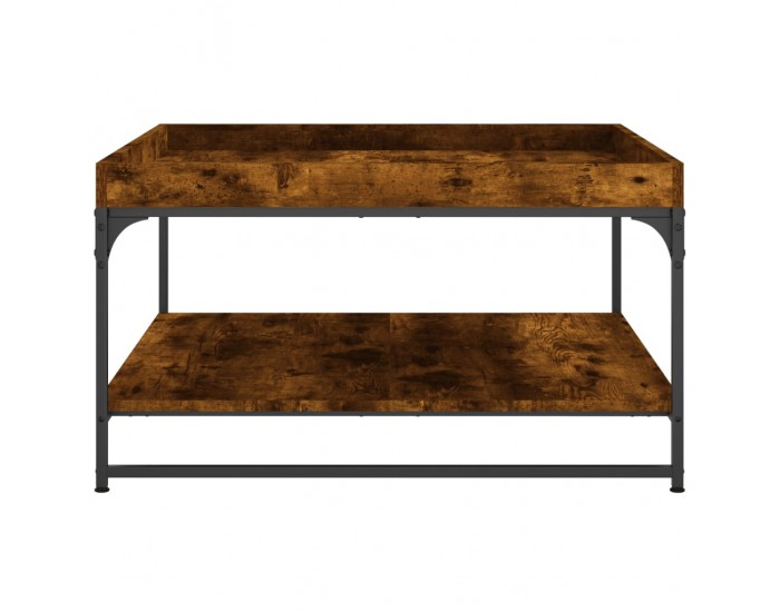 Sonata H Маса за кафе, опушен дъб, 80x80x45 см, инженерно дърво и желязо