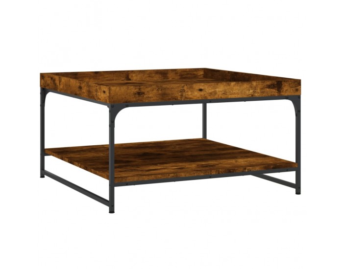 Sonata H Маса за кафе, опушен дъб, 80x80x45 см, инженерно дърво и желязо