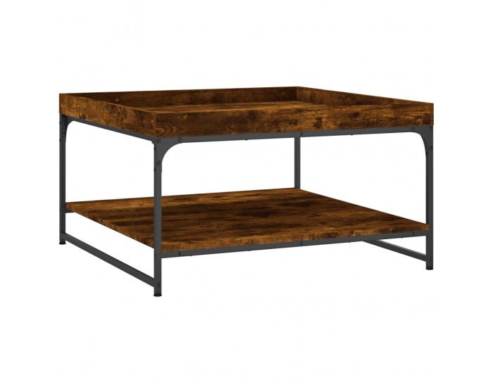 Sonata H Маса за кафе, опушен дъб, 80x80x45 см, инженерно дърво и желязо