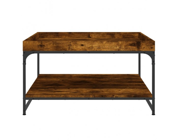 Sonata H Маса за кафе, опушен дъб, 80x80x45 см, инженерно дърво и желязо