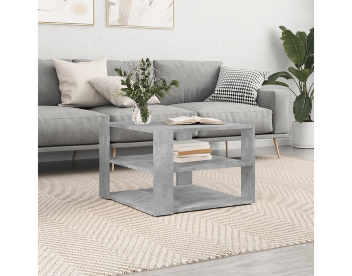 Sonata H Кафе маса, бетонно сива, 59,5x59,5x40 см, инженерно дърво