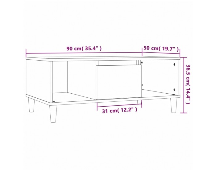 Sonata H Кафе маса, черна, 90x50x36,5 см, инженерно дърво