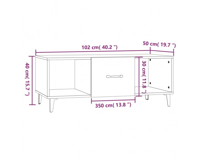 Sonata H Кафе маса, кафяв дъб, 102x50x40 см, инженерно дърво
