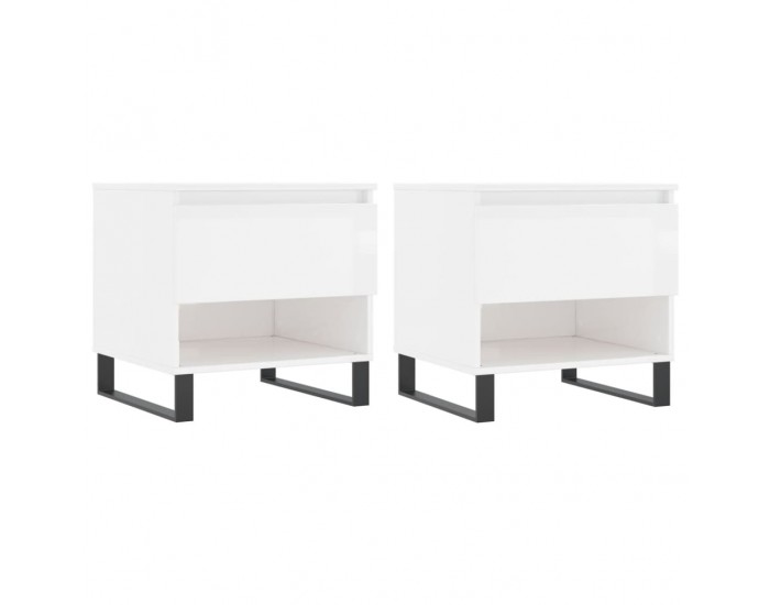 Sonata H Маси за кафе, 2 бр, бял гланц, 50x46x50 см, инженерно дърво