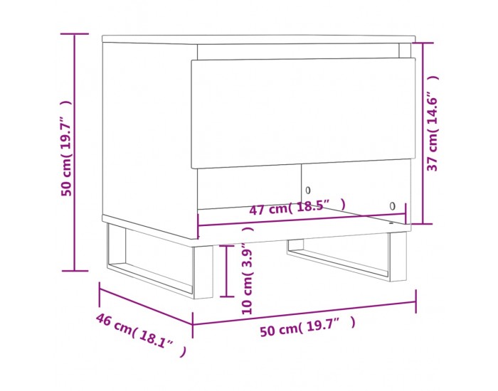 Sonata H Маси за кафе, 2 бр, бял гланц, 50x46x50 см, инженерно дърво