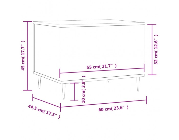 Sonata H Кафе маса, черна, 60x44,5x45 см, инженерно дърво