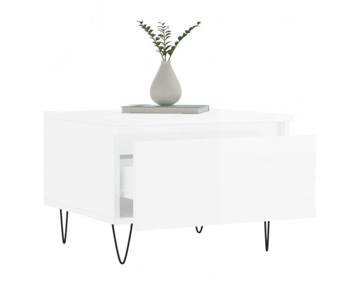 Sonata H Маси за кафе, 2 бр, бял гланц, 50x46x35 см, инженерно дърво