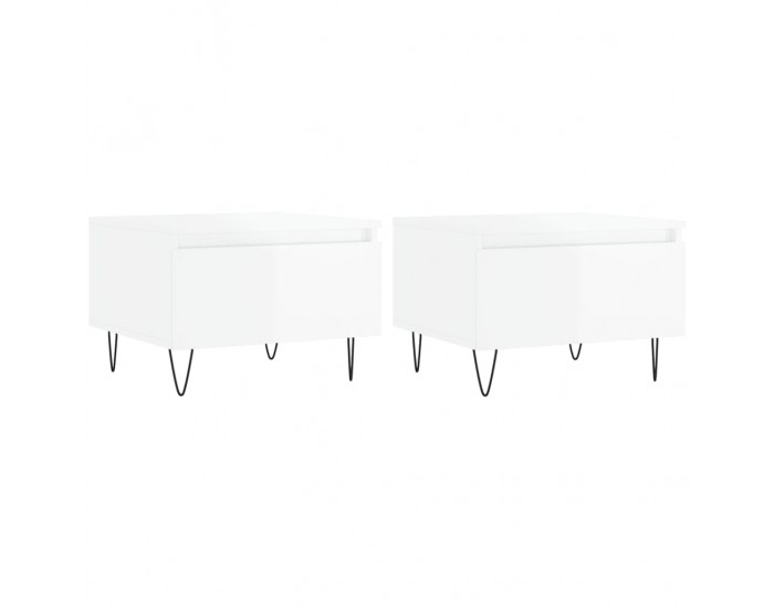 Sonata H Маси за кафе, 2 бр, бял гланц, 50x46x35 см, инженерно дърво