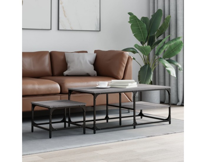 Sonata H Стифиращи кафе маси, 2 бр, сив сонома, инженерно дърво