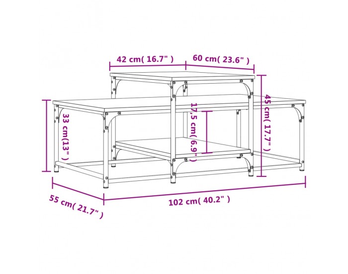 Sonata H Кафе маса, дъб сонома, 102x60x45 см, инженерно дърво