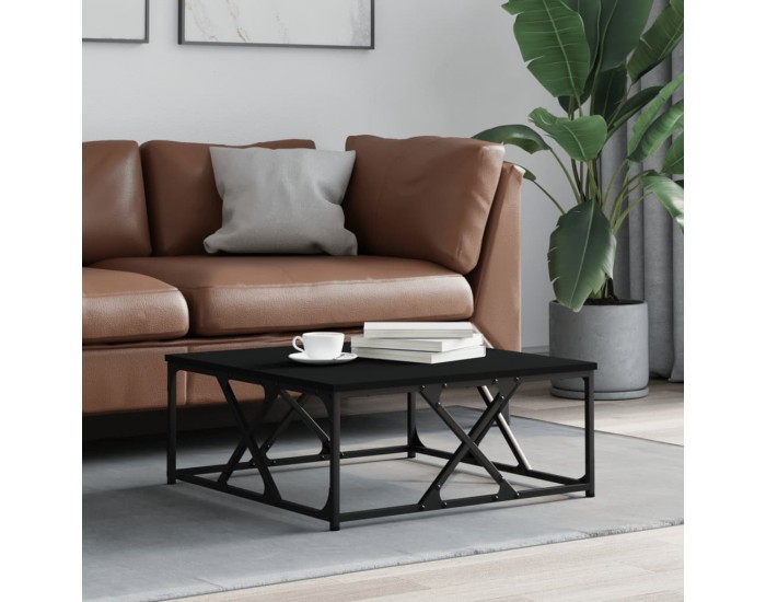 Sonata H Кафе маса, черна, 70x70x30 см, инженерно дърво