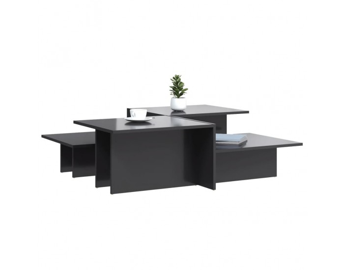 Sonata H Маси за кафе, 2 бр, сив гланц, инженерно дърво