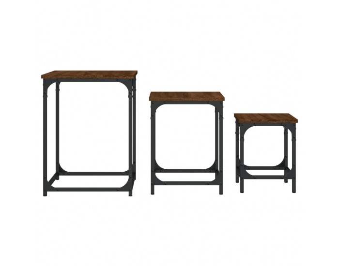 Sonata H Стифиращи кафе маси, 3 бр, кафяв дъб, инженерно дърво