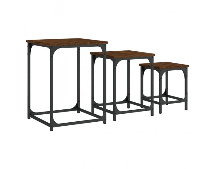 Sonata H Стифиращи кафе маси, 3 бр, кафяв дъб, инженерно дърво