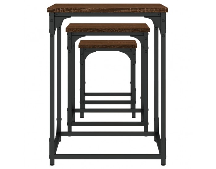 Sonata H Стифиращи кафе маси, 3 бр, кафяв дъб, инженерно дърво