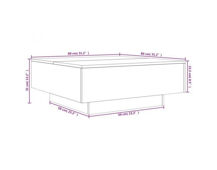 Sonata H Маса за кафе, дъб сонома, 80x80x31 см, инженерно дърво