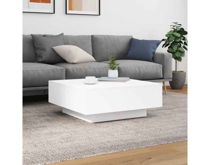 Sonata H Маса за кафе, бяла, 80x80x31 см, инженерно дърво