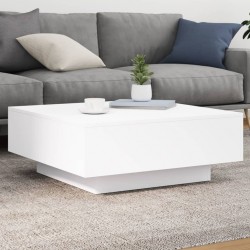 Sonata H Маса за кафе с LED осветление, бяла, 80x80x31 см - Холни маси